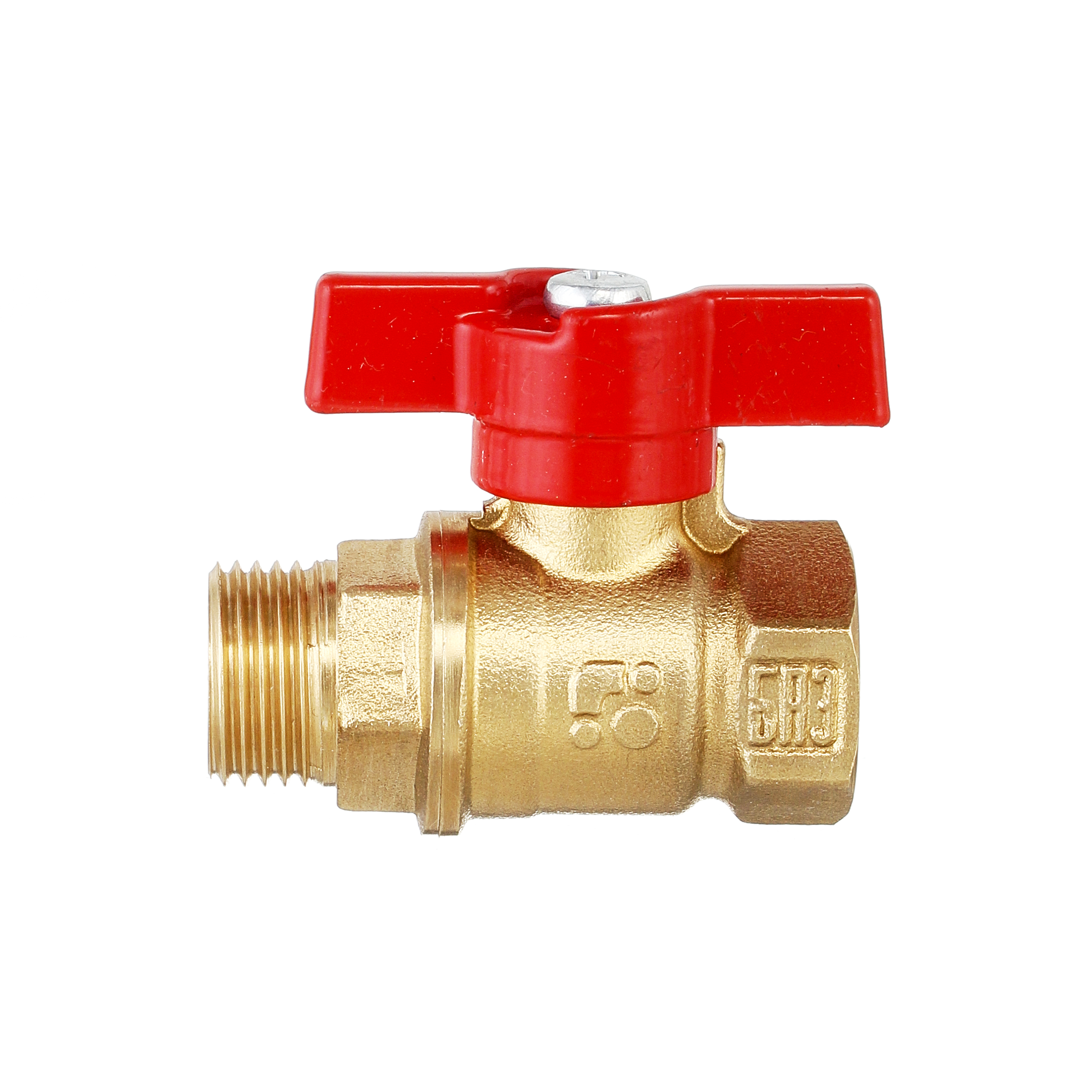 Кран шаровый латунныйБАЗ  11б27п1 вода ВР/НР Ду 15 (1/2") Ру 40 бабочка 